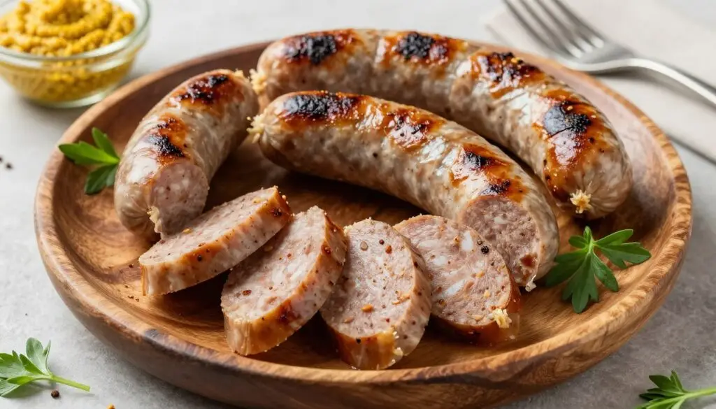 Gotowa domowa kiełbasa na talerzu