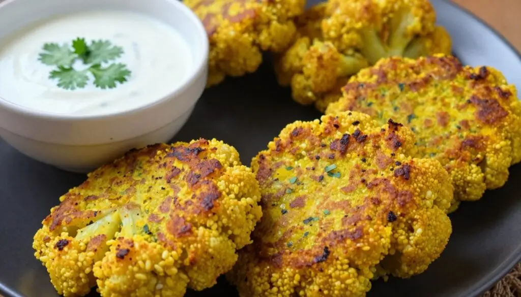 Kotlety z kalafiora i kaszy jaglanej w wersji orientalnej z przyprawami curry Kotlety z kalafiora i kaszy jaglanej w wersji orientalnej z przyprawami curry