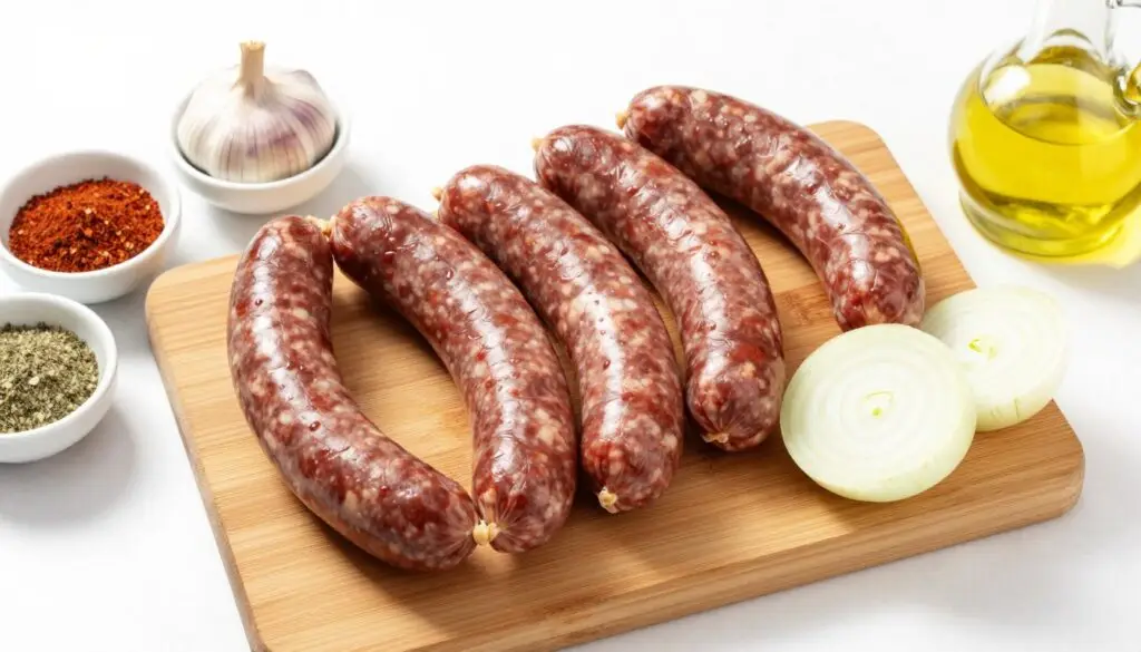Składniki na kaszankę z piekarnika z cebulką