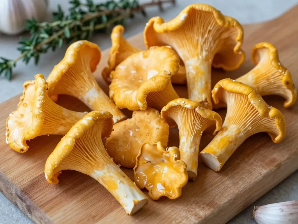 Świeże kurki przygotowane do sosu makaronowego