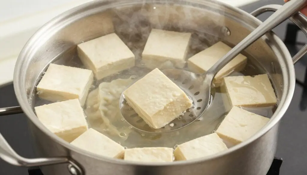 Gotowanie klusek leniwych z tofu w wodzie