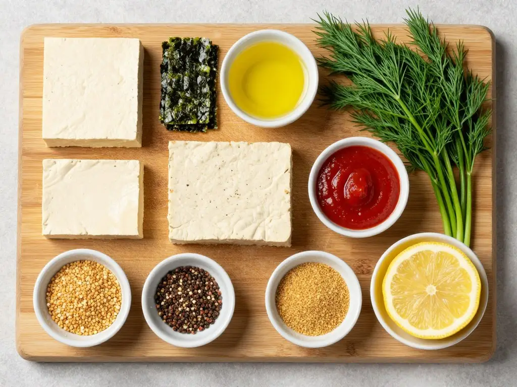 Składniki potrzebne do przygotowania pasty bezrybnej z tofu