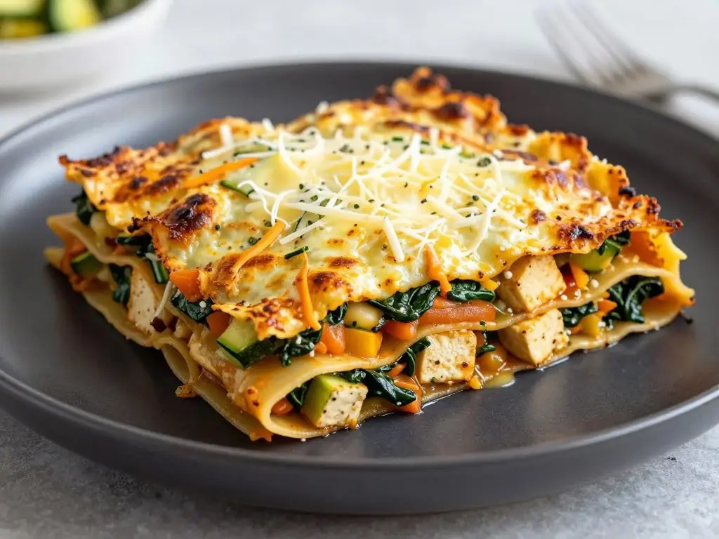 Wegańska lasagne z tofu i warzywami