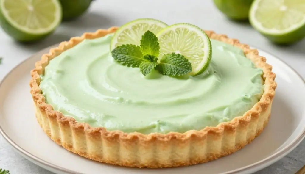 Wegańska tarta limonkowa bez pieczenia na stole